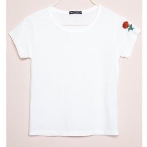 Brandy Melville Embroidered Rose Tee